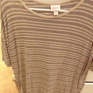 XS Lularoe Irma - Grey and Tan Stripes